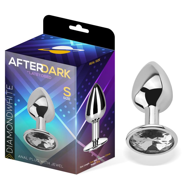 AFTERDARK Anale plug met juweel, diamant, wit, aluminium