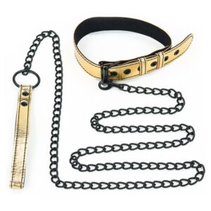 collar-with-leash-bondage-gold LOVETOY Halsband met Riem Bondage Goud