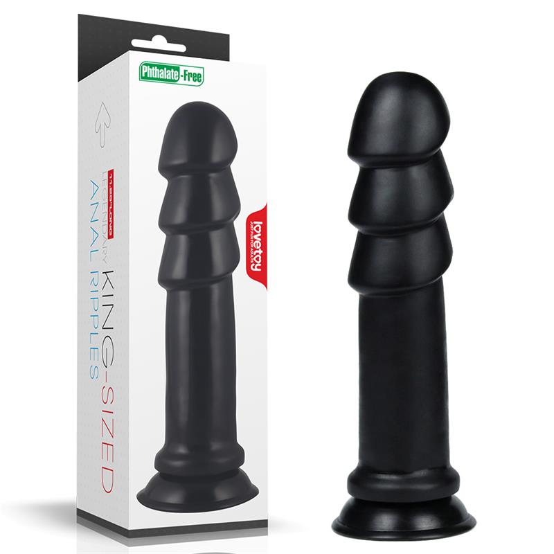 dildo-king-sized-anal-ripples-1125-black (8) LOVETOY Dildo King Sized Anale Rimpels 28,4 cm Zwart