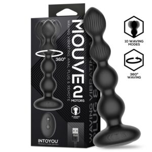 INTOYOU Mouve Anale Plug met Golven en Trillen, inclusief Afstandsbediening en 2 Motoren