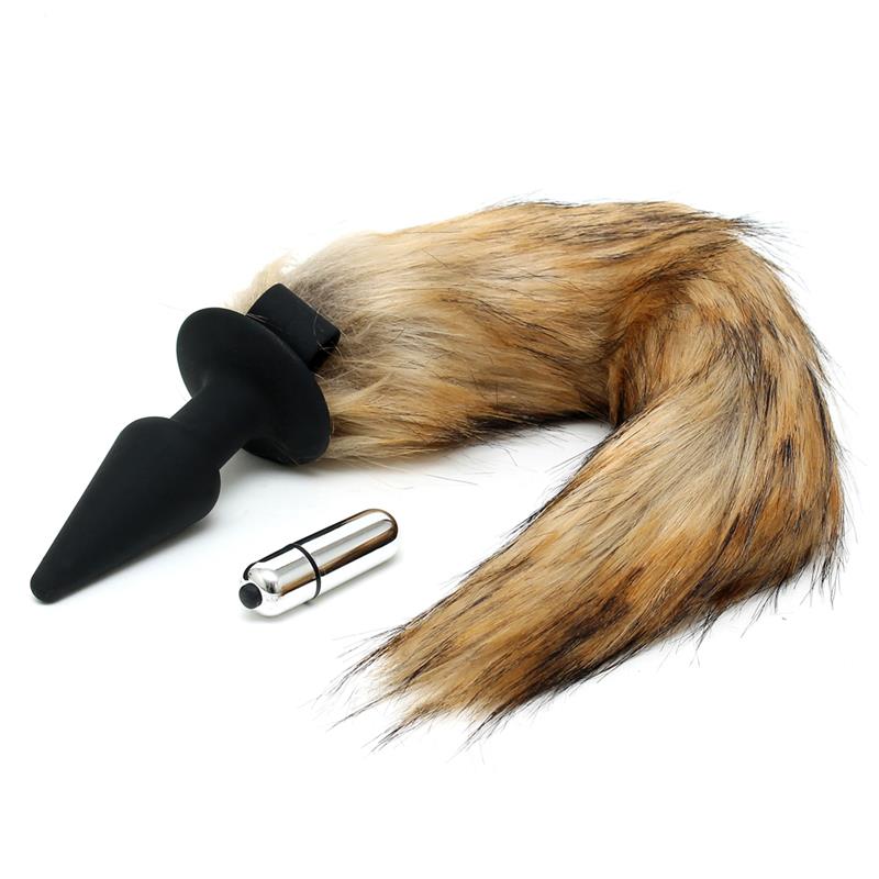 rimba-latex-play-plug-with-fox-tail (2) LATEX PLAY Vibrerende Plug met Vossenstaart