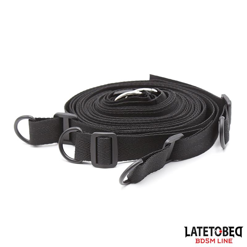 LATETOBED BDSM-lijn Bedbeperkingsset met blinddoek en verstelbare handboeien