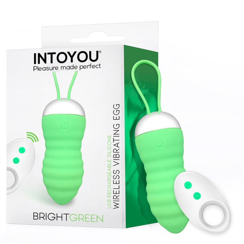 brightgreen-vibrating-egg-remote-control-usb-silicone INTOYOU Heldergroen vibrerend ei met afstandsbediening en USB-aansluiting, siliconen