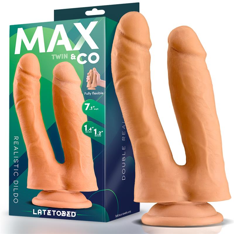 MAX & CO Twin Dubbele Realistische Dildo 7.1" Huidskleur